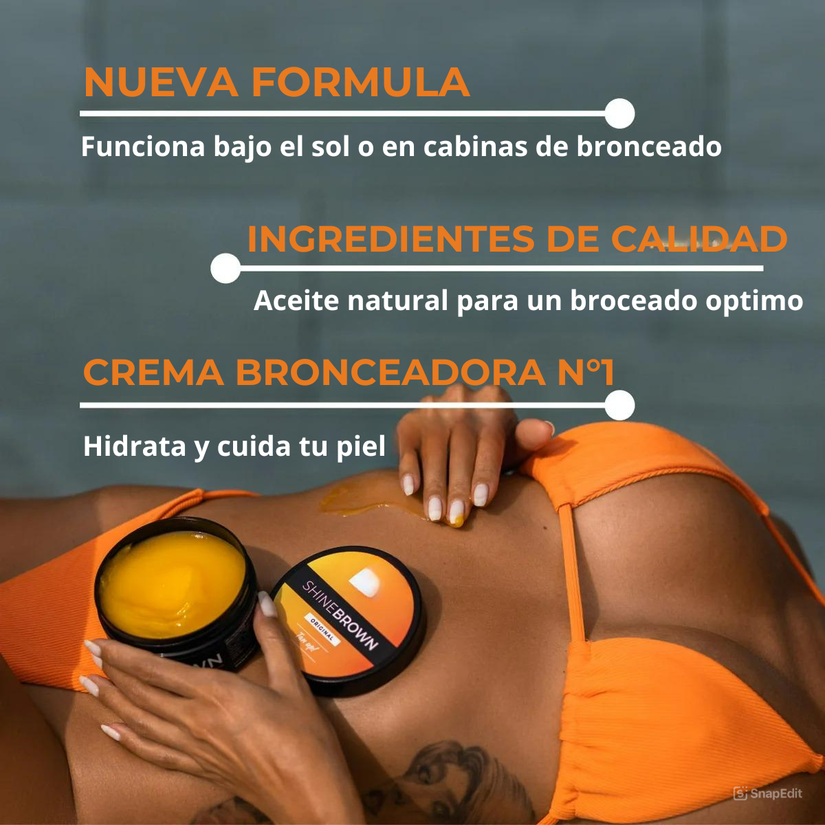 Bronceador Natural con Aceites 100% Puros con Aroma Tropical