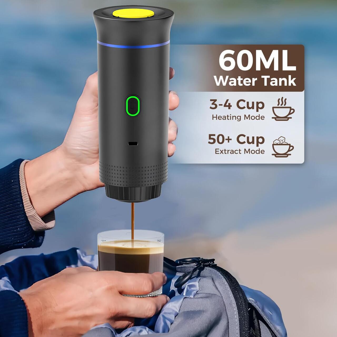 Cafetera Portátil 3 en 1 – Espresso Profesional  Recargable y Compatible con Cápsulas