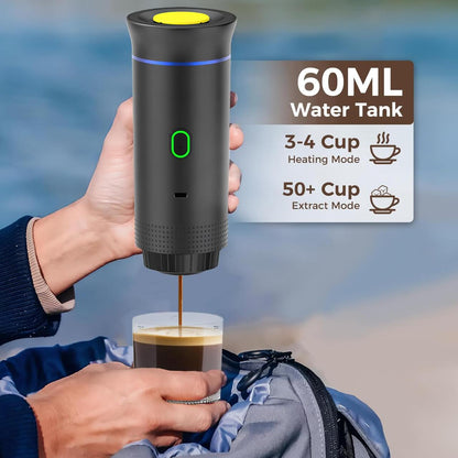 Cafetera Portátil 3 en 1 – Espresso Profesional  Recargable y Compatible con Cápsulas