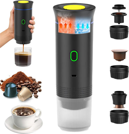 Cafetera Portátil 3 en 1 – Espresso Profesional  Recargable y Compatible con Cápsulas